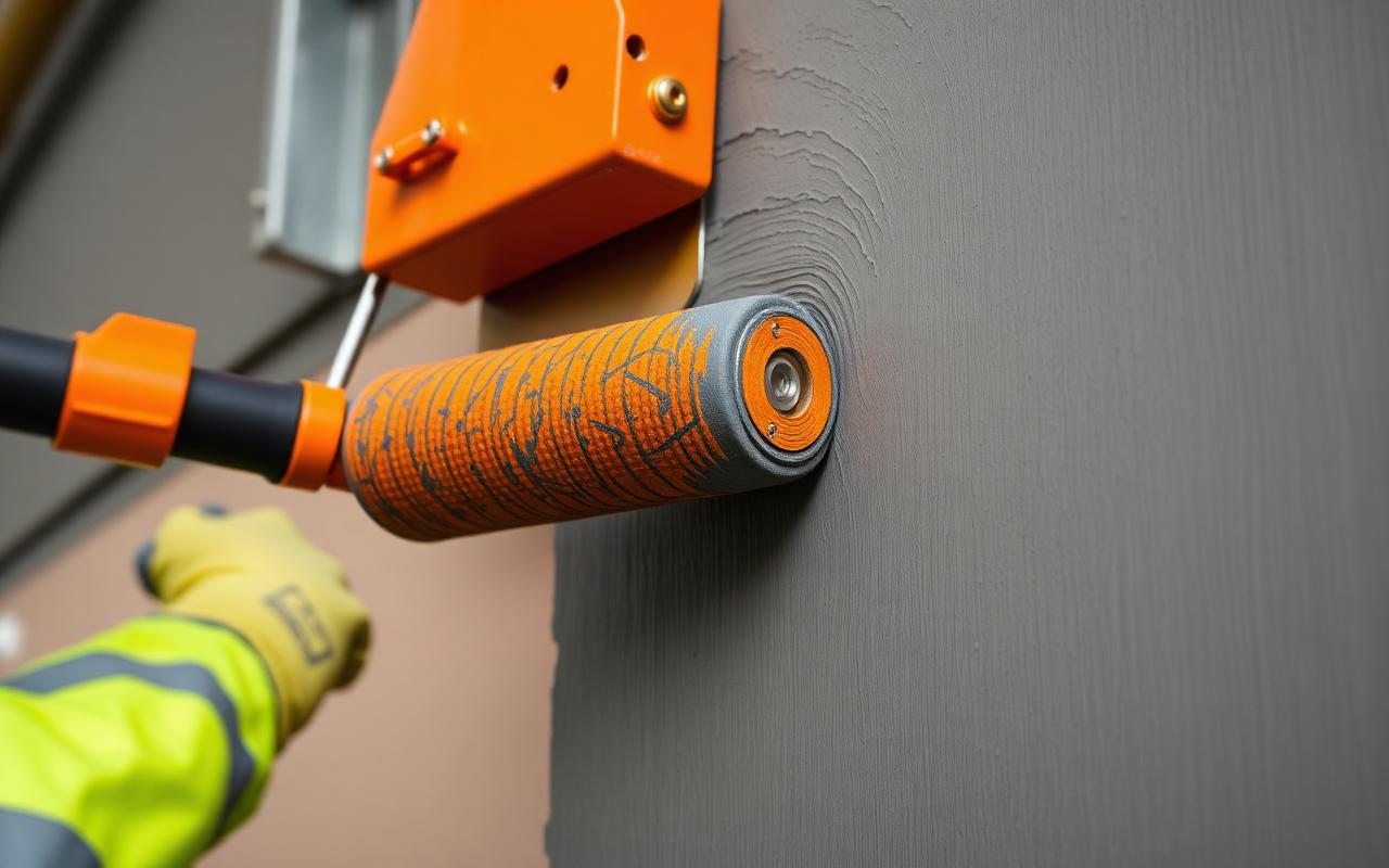 Industrial coating application on facility